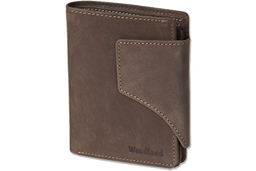 Preisvergleich Produktbild Woodland® Moderne Universal-Geldbörse mit großem Außenriegel aus weichem, naturbelassenem Büffelleder in Dunkelbraun / Taupe