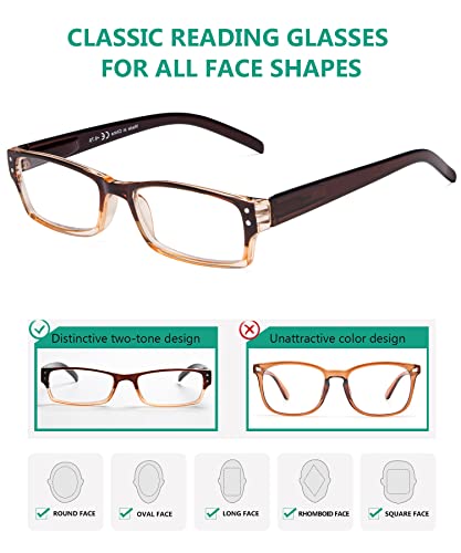 Image of Eyekepper Reading Glasses Women 3.00, Readers for Men, 4 Pack Brown