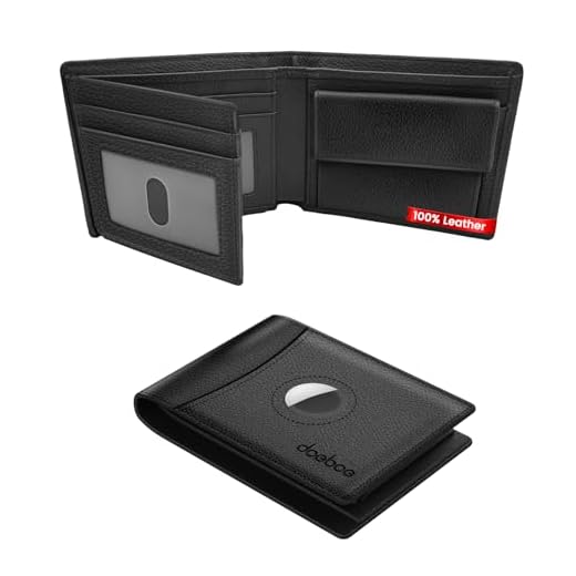 doeboe Airtag Wallet Trifold with Coin Pocket, Air tag Wallet RFID Blocking Credit Card Wallet for Men Genuine Leather, Compatible with Apple Airtag GPS Tracker, Airtags Accessories (Black)