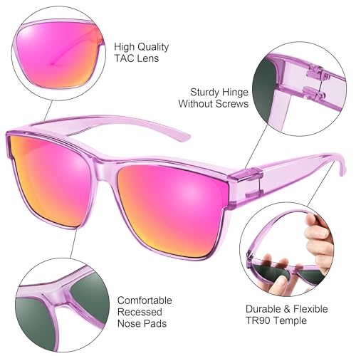 Image of URUMQI Polarized Sunglasses Fit Over Glasses for Men Women, Oversized Square Sun Glasses UV400 Protection