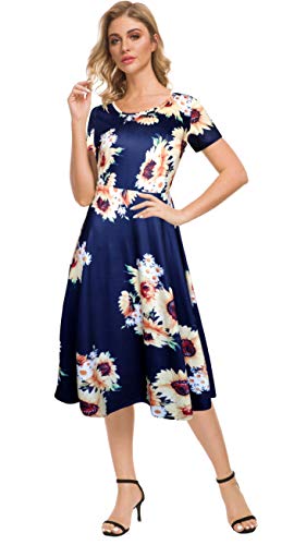 Afibi Women's Floral Print Short Sleeve Maxi Dress – Lightweight & Comfy With Pockets! (S-2XL) - View #8