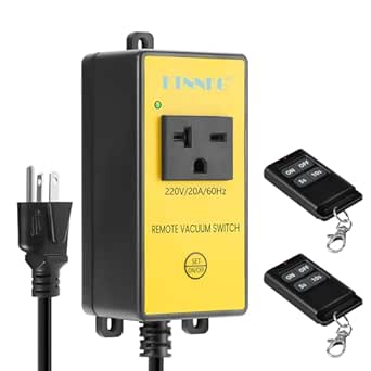 220V Automatic Remote Vacuum Switch, KTNNKG Wireless Outlet for High Power Dust Collector Tools, 5s/10s Delay Off Autoswitch, 20A/60Hz/3600W