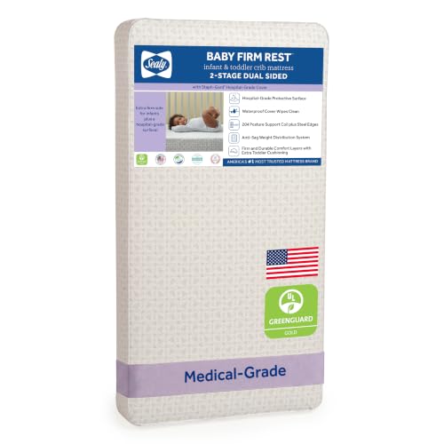 Sealy Baby Firm Rest Infant Crib Mattress - 2-Stage, 204 Coils, Breathable and Waterproof, GREENGUARD Gold Certified