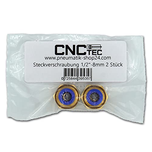 Pneumatik Steckanschluss 1/2 auf 8mm Pneumatikschlauch 2er Set Steckverschraubung (1/2 - 8mm)