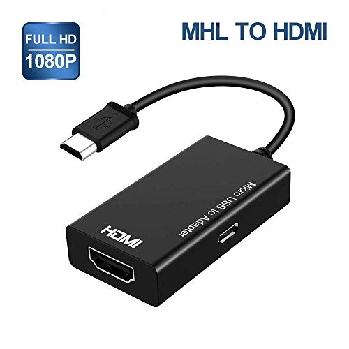 MHL Micro USB to HDMI Cable Adapter, MHL to HDMI 1080P Video Graphic Converter, Cable Adapter with Video Audio Output for Android Smart Phones & Tablets with MHL Function (Black)
