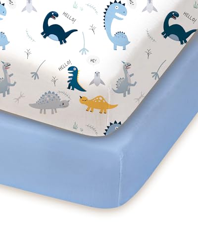 Image of Pack and Play Sheets Fitted 2 Pack, 38x26 Graco Pack n Play Sheets for Playard & Travel Crib Mattress, Ultra Soft Jersey Knit, Breathable Stretchy Deep Pocket, Compatible with Mini Cribs