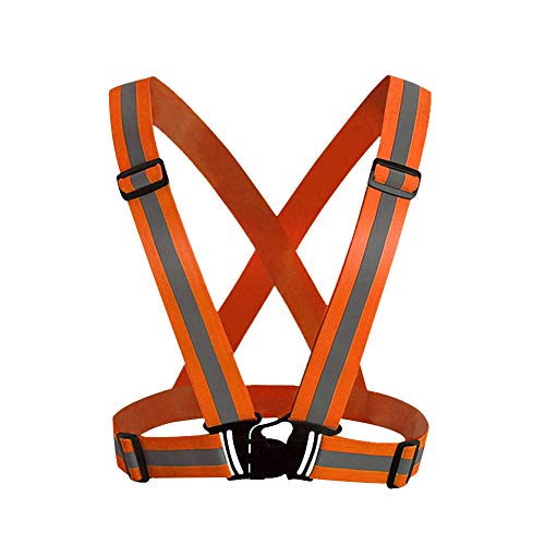 HYCOPROT Chaleco reflectante ajustable de seguridad alta visibilidad para deportes al aire libre por la noche, correr, ciclismo, senderismo, ciclismo, motocicleta, perro, caminar(1 pieza naranja)