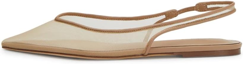 Mesh Slingback Ballet Flats Shoes for Women Pointed Toe Slip On Low Heels Casual Work Comfortable Soft