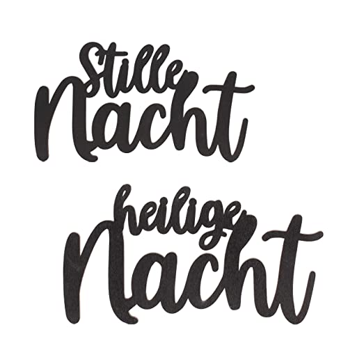 Elegant Christmas Decoration - Lettering Silent Night Made of Wood - Wall Decoration