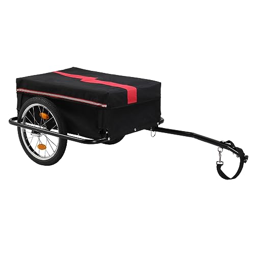 Black Bike Trailer Foldable Bicycle Trailer, Quick Release Wheel, Steel Frame, Bike Cargo Trailer for Moving Houses, Camping and Shopping Bicycle Cargo Trailer 130 x 68 x 45cm