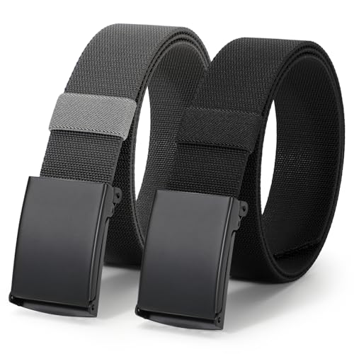 JASGOOD 2 Pack Stretch Web Belt for Men with Metal Buckle Outdoor Work Sports Hunting Hiking