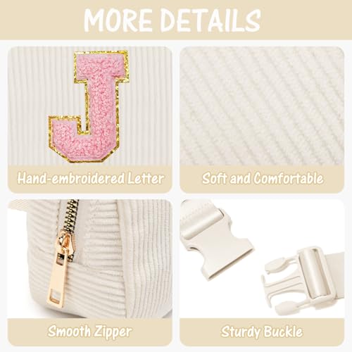 Image of Gitus Gifts for Teen Girls 10-12 12-14 14-16 16-18 Birthday Gifts for Girls Women Sister Teacher Initial Belt Bag Fanny Pack Crossbody Bags for Teen Girl Gifts Trendy Stuff Travel Essentials (Ivory-J)