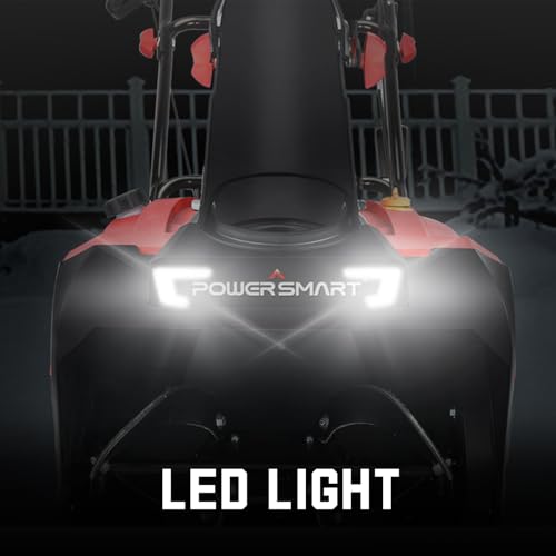 PowerSmart Single-Stage Gas Snow Blower with Electric Start, 21-Inch, 212cc 4-Stroke Engine, LED Light
