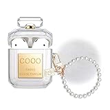 Luxury AirPods Case Perfume Bottle Airpods 2 & 1 Cute with Pom Pom Fur Ball Keychain Clear Smooth...