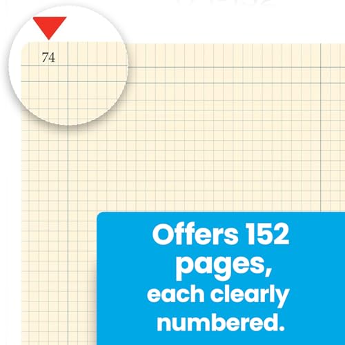 TOPS Computation Book, 11.75 x 9.5 Inches, Double Wire, 152 Numbered Pages, Quadrille Ruled, 76 Sheets, White, (35061), Composition - Thumbnail 6