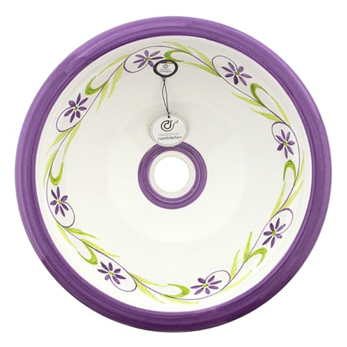 CERÁMICA RAMBLEÑA | Lavabo sobre encimera | Lavabo pequeño | Lavabos Redondos | Lavabo encimera | Lavabo suspendido | Modelo 06 | 34x34x14 cm