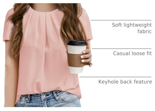 Image of Girls Shirts Summer Short Sleeve Cute Tops Chiffon Pleated Blouses 5-14 Years