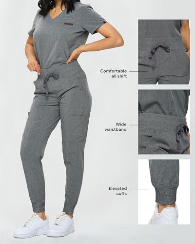 Image of Monarch Uniforms Slim Fit Stretchy Scrubs Women's Jogger Scrub Set Slim Jogger Scrubs with Tuck-In Top for Women