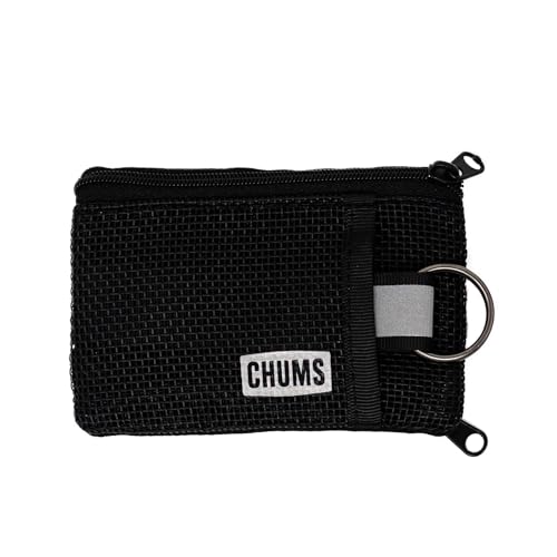 Chums Surfshorts Flow Wallet - Ultra Thin Slim Card RFID Wallet For Men with Keyring Attachment & Quick Drying Mesh - Black