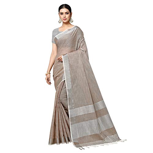 Rekha Maniyar Women's Jacquard Linen Saree With Unstitched Blouse Piece (SILVERLINEN) product image 10