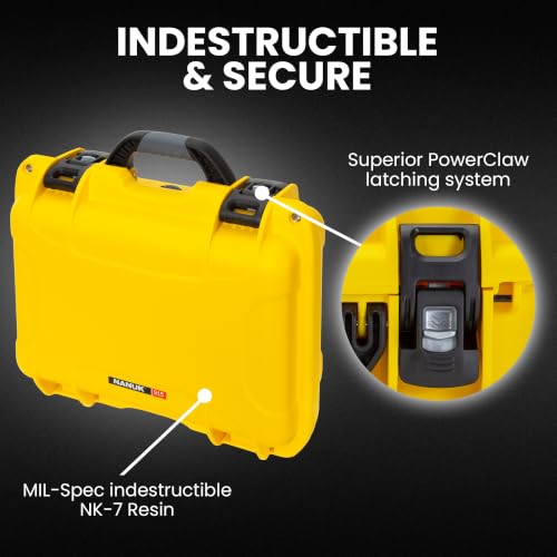 Image of NANUK 915 Hard Case with Cubed Foam - Compact Waterproof Travel Camera Hard Case with Padded Dividers, 13.8 inch x 9.3 inch x 6.2 inch - Dustproof and Impact Resistant, Airline Carry-On Approved - Yellow