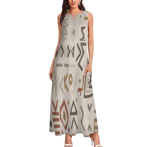 Femme Robe Longue Imprimé Géométrie Fluide Col en V Coupe Trapèze Ample - 2