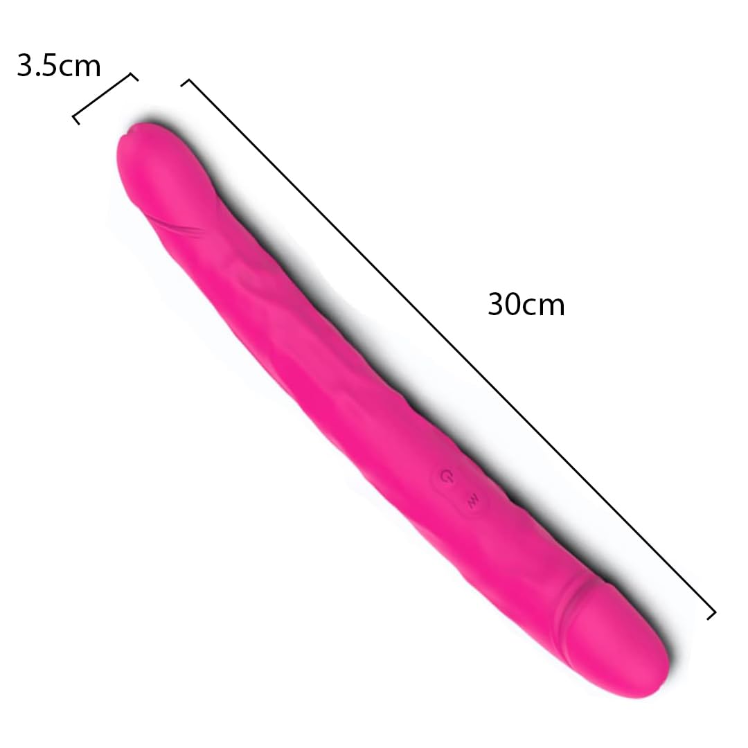 Vibrador de consolador de doble extremo Sh para juegos lésbicos | Rosa | 9 modos de vibración | Impermeable | Recargable con cargador USB incluido