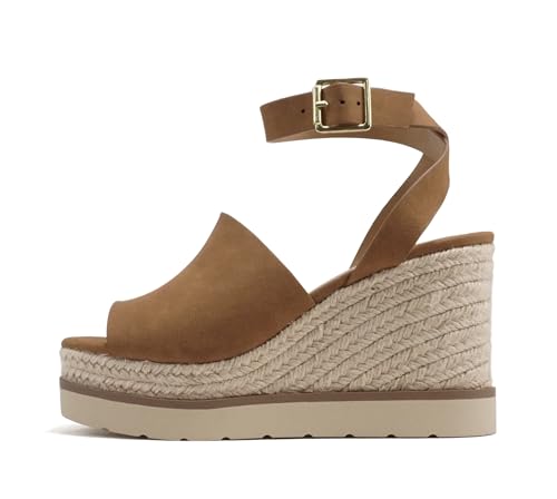 Image of Soda inchStella inch ~ Women Square Peep Toe Single Band Platform Espadrille Wedge Sandals with Adjustable Ankle Strap