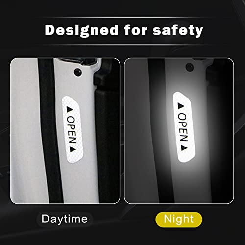 Ajxn 4 Pcs Car Door Reflective Safety Stickers, Safety Warning Logos Anti-Collision Stickers, Car Anti-Scratch Decorative Protection Body Articles, Universal For Car Safety (Silver) #TOP5