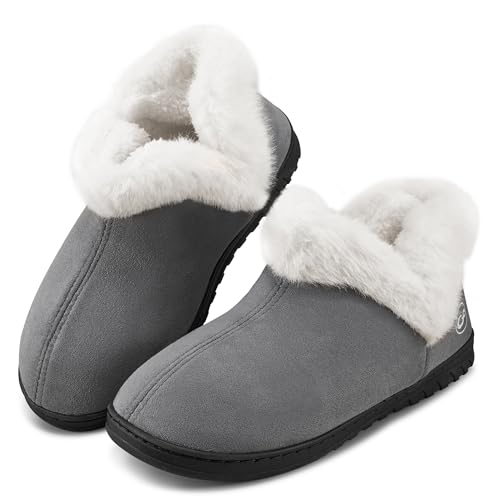 Ecetana Womens Slippers House Shoes: Memory Foam Comfy Closed Back Fuzzy Slippers Indoor and Outdoor Cozy Slip On Soft Bedroom Shoes