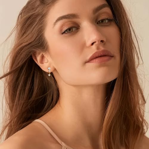 TURANDOSS 3 Pairs Stud Earrings Set for Women - 14K Gold Plated Hypoallergenic Round Cubic Zirconia Stud Earrings, Dainty Everyday Multiple Piercings Jewelry for Women Teen Girls3