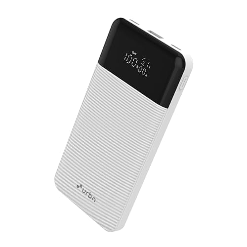 URBN 10,000 mAh Edge Power Bank with Smart LED Display, Ultra Slim & Compact, 22.5W Fast Charging, Power Delivery, Quick Charge, Triple Output(1-USBA,