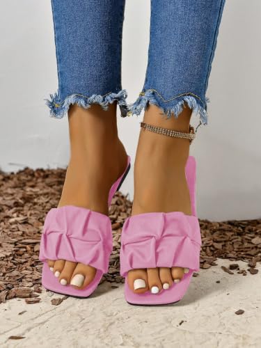 Image of GORGLITTER Women's Summer Cute Flat Sandals Dress Slide Sandals Square Toe Wedding Shoes Vacation Trendy Sandals 2026