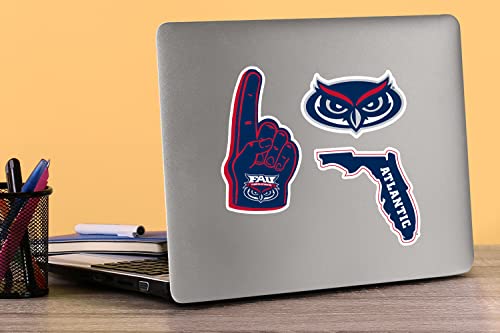 Image of Florida Atlantic University Vinyl Sticker Pack - 8 Waterproof FAU Owls Logos, Mascot, Pennant & Wordmark Decals for Laptop, Water Bottle, Tablet, Car, Skateboard & More
