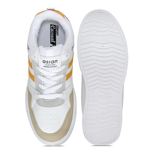 Image of ASIAN Men's BOSTON-02 White Casual Sneaker Shoes with Synthetic Upper Lightweight Comfortable Mid Top Sneaker Shoes for Men's & Boy's
