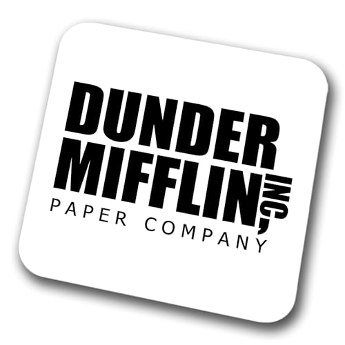 Dunder Mifflin Coaster TV Series The Office Christmas Birthday Gift Idea for Mum, Dad, Brother, Sister, Son, Daughter, Uncle, Auntie, Office Fan (White)