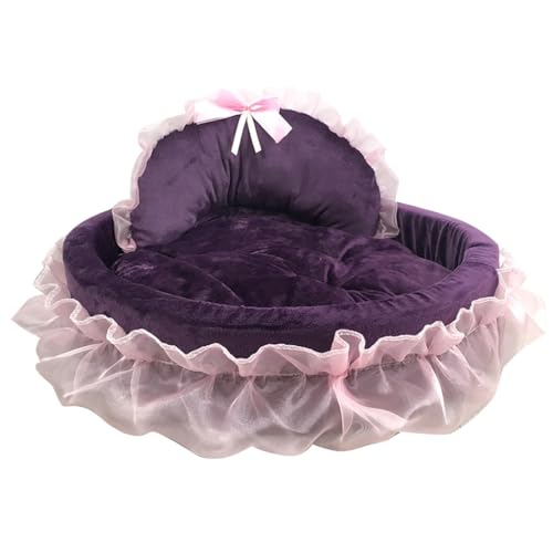 Kalttoy Princess Haustierbett mit abnehmbarem Kissen, rosa Schleifen, elegantes Bett für Haustiere