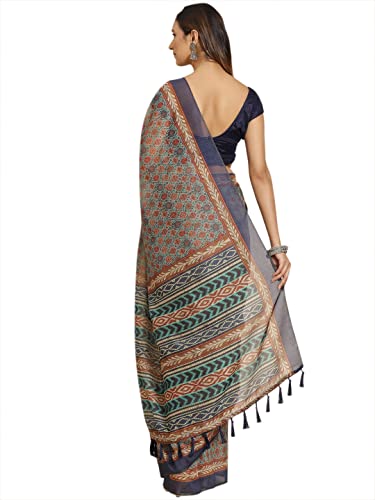 Image of Amazon Brand - Anarva Women's Organza Kalamkari Digital Printed Saree With Unstiched Blouse Piece(SZ-KLD)