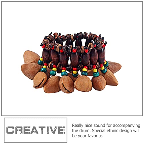 Milisten 2Pcs Nuts Shell Bracelet Frican Tribal Style Nuts Shell Bracelet Nut Handbell Percussion Accessories Musical Instrument For Women #TOP3