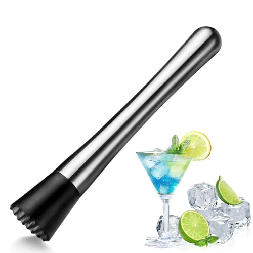Cocktail Muddler,Stainless Steel Cocktail Muddler,Stainless Steel Muddler,Fruit Mixer Bartending Tool,for Cocktail Pestle,Cocktails Muddler,Silver Alcohol Small Ice Crusher,Herb Masher Crusher
