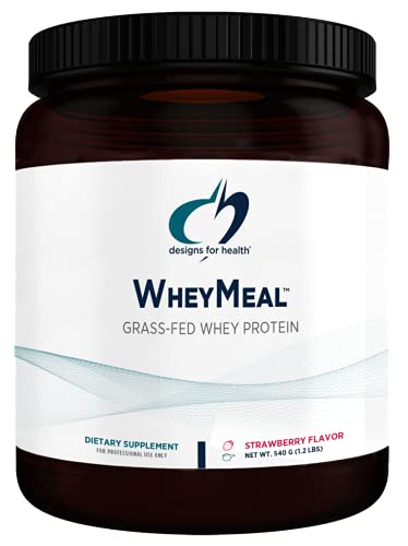 Designs for Health WheyMeal - Grass Fed Whey Meal Supplement Shake Powder with 16g Protein, Supports Immune Health + Detox - Non-GMO + Gluten-Free, Strawberry (15 Servings / 540g)