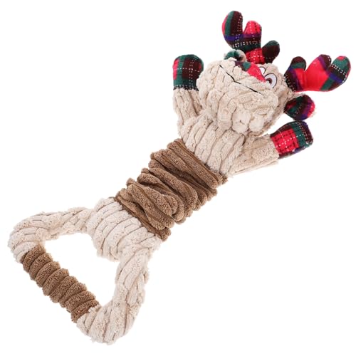 Sosoport クリスマス限定耐久性犬用おもちゃ 吠える子犬の臼歯ケアに 丈夫なぬいぐるみトナカイ形噛む玩具 歯磨き促進といたずら防止用品
