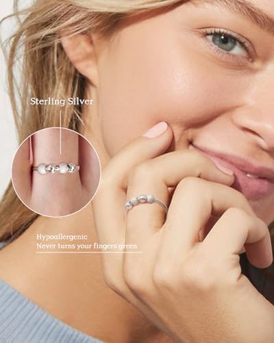Anxiety Rings for Women 925 Sterling Silver Fidget Ring Adjustable Open Fidget Rings for Anxiety Stress Relief Ring Gifts3