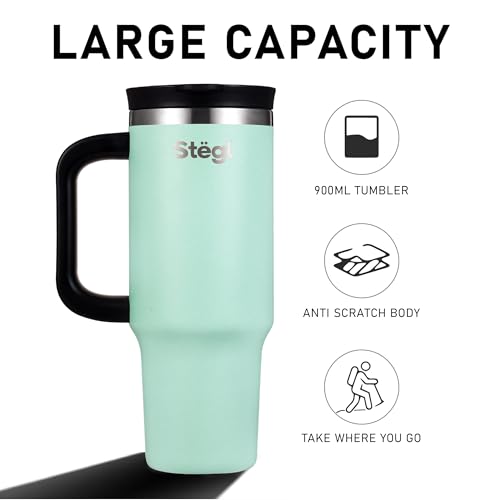 Image of Tumbler with Straw - 900ML Insulated Coffee Tumbler with Handle | Keeps Drinks Hot 12h Cold 24h | Leakproof Travel Sipper for Office Gym