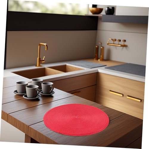 Sets de table tissés en coton lavables ronds bleu sarcelle rouge