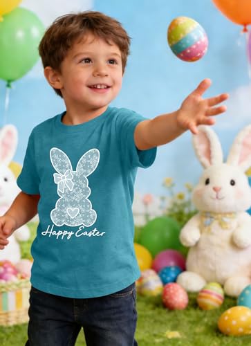 Image of Ithalt Kids Easter Shirts for Girls Cute Bunny Graphic Tshirt Easter Long Sleeve Tops 5-14y