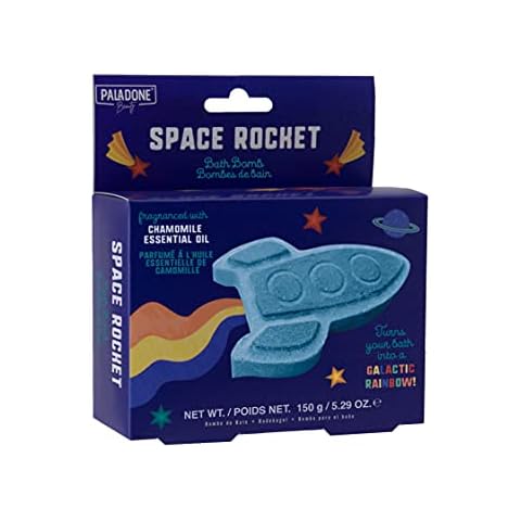 Paladone Emporium Raketenschiff Badebombe | Ätherisches Kamillenöl Rainbow Coloured Bath Fizz Cover
