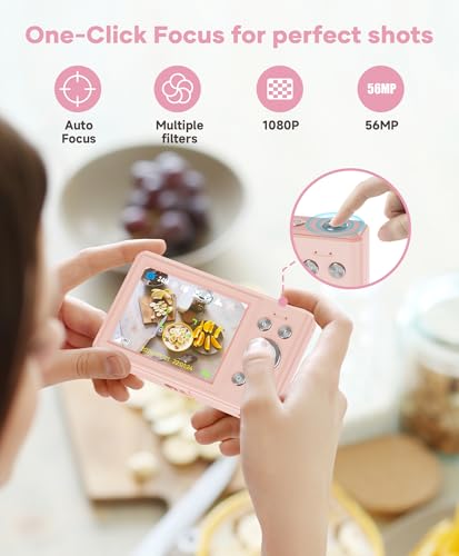 image for WONNIE Digital Camera 56MP, FHD 1080P Point & Shoot Camera with 32GB S