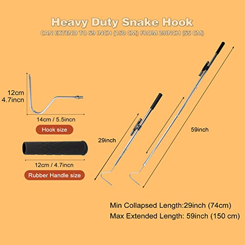 Image of Snake Catcher Tongs Grabber Hook Stick Handling Tool Kit for Rattlesnakes Python Copperhead Reptile Removal- 59 inch