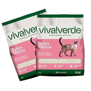 Kit 2 pacotes Areia Higiênica Viva Verde Biodegradável 8 Kg